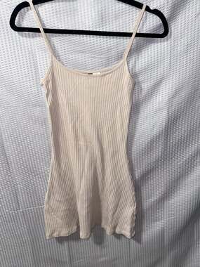 H&M Divided Ribbed Knit Mini Cami Dress Beige